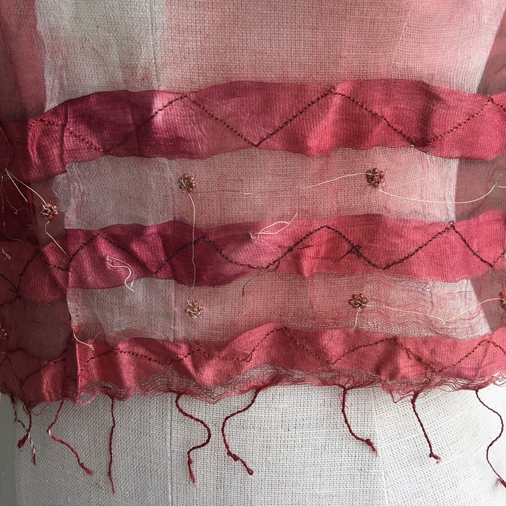 Sheer Pareo Sarong. Pink Red White NWOT - Picture 4 of 5